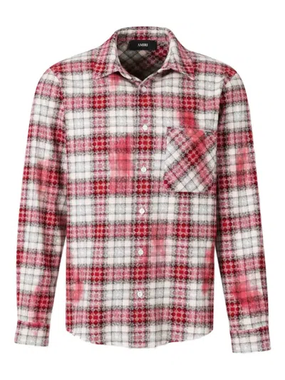 Amiri Checked Spray-painted Shirt In Blue