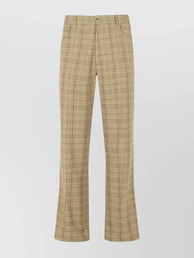 Amiri Beige Virgin Wool Blend Trousers Men In Neutral