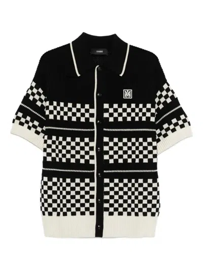 Amiri Checkerboard Mesh Shirt For Men In Black
