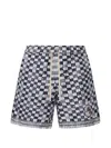Amiri Checkered Drawstring Shorts In Blue