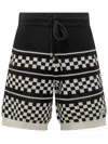 Amiri Embroidered Wool Blend Bermuda Shorts In Black