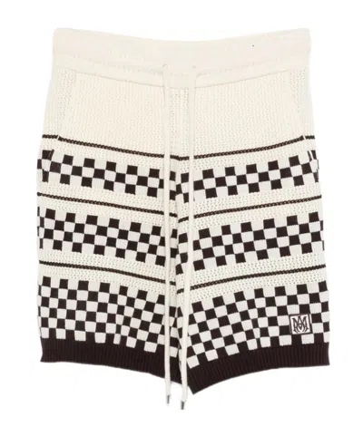 Amiri Checkered Mesh Shorts In White