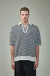 Amiri Mohair Checkerboard Polo Shirt In Black