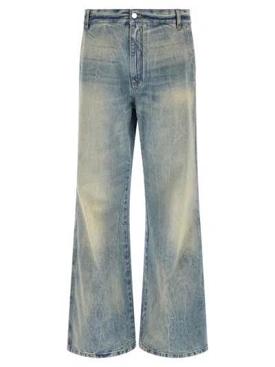 Amiri 'checkered Repair Bootcut' Jeans In Blue