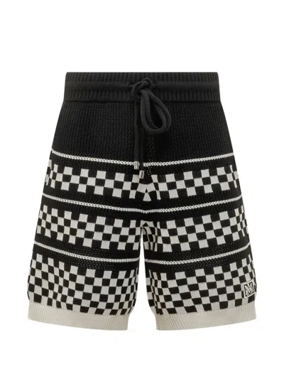 Amiri Embroidered Wool Blend Bermuda Shorts In Multi