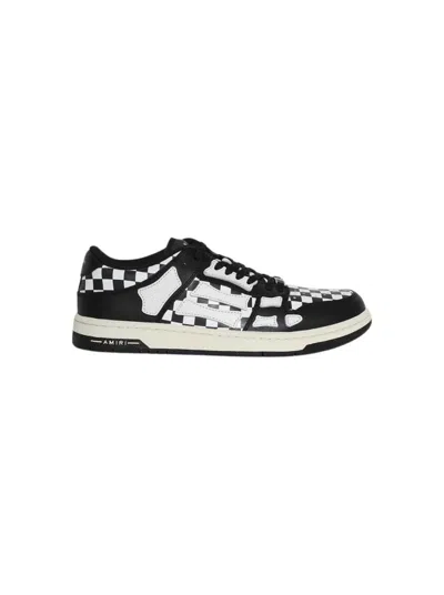 AMIRI AMIRI CHECKERED SKEL TOP LOW SNEAKER BLACK AND WHITE