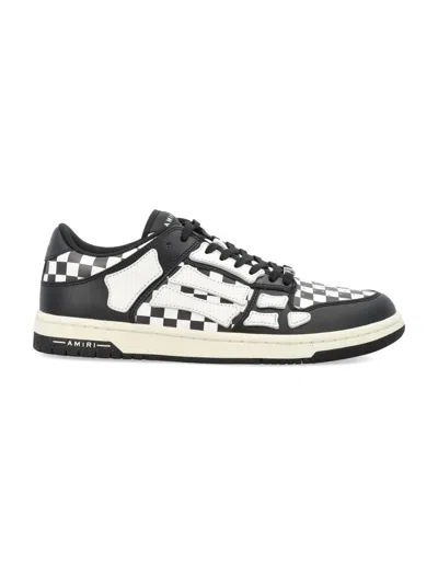 Amiri Checkered Skel Top Low Trainers In Black White