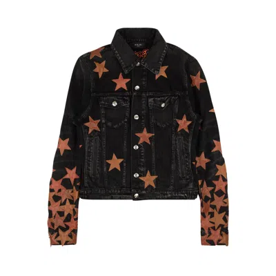 Pre-owned Amiri Chemist Denim Trucker Jacket 'black/orange'