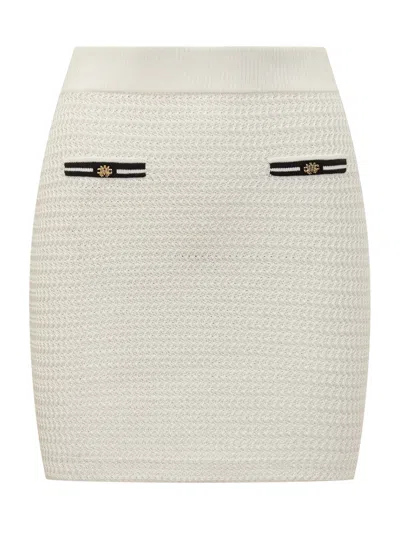 Amiri Chic Mini Skirt With Logo Detail In Ivory