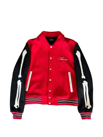 Amiri Chicago Bones Varsity Jacket In Yellow