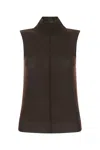 Amiri Distressed Cashmere Turtleneck Tank In Brown
