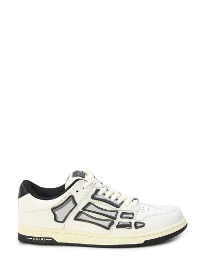 Amiri Chunky Leather Sneakers With Bone Accents For Men In White