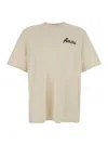 Amiri Jazz Wolf White Crewneck T-shirt With Logo Lettering On The Front And Maxi Print On The Rear In Cott In Beige
