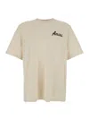 Amiri Jazz Wolf White Crewneck T-shirt With Logo Lettering On The Front And Maxi Print On The Rear In Cott In Beige