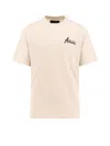 Amiri City Beige Crewneck T-shirt With Logo Detail On The Front And Maxi Logo Print On The Rear In Cotton  In Neutral