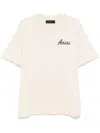 Amiri City Beige Crewneck T-shirt With Logo Detail On The Front And Maxi Logo Print On The Rear In Cotton  In Neutral