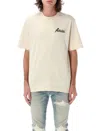 Amiri City Beige Crewneck T-shirt With Logo Detail On The Front And Maxi Logo Print On The Rear In Cotton  In Neutral