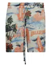 Amiri Cityscape Printed Drawstring Shorts In Multi