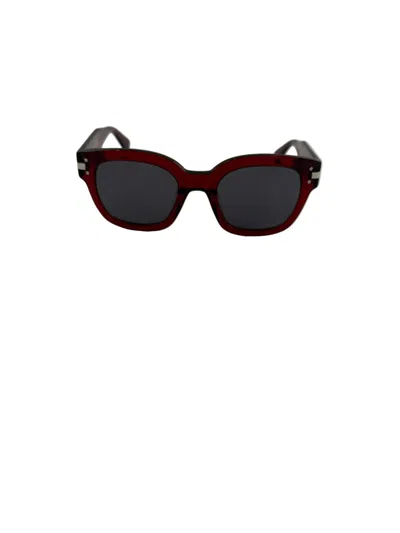 Amiri Classic Logo Sunglasses- Translucent Red In Brown