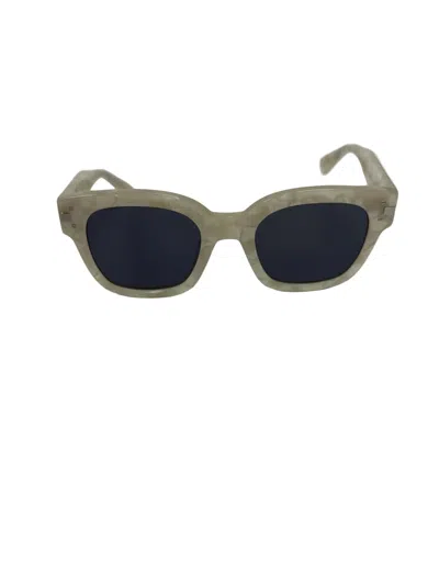 Amiri Classic Logo Sunglasses- White/black/silver In Gray