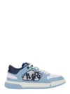 Amiri Light Blue Low Top Sneakers With Contrasting Logo Lettering In Cotton Man In Oceansky