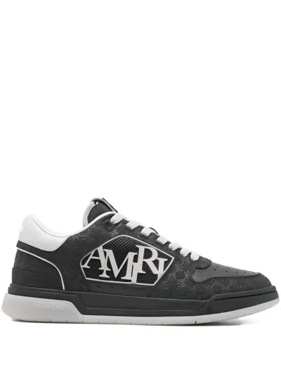 Amiri Classic Low Black Sneaker With Maxi Logo On The Side And Tone-on-tone Ma Quad Motif In Leather Man