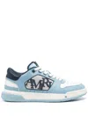 Amiri Light Blue Low Top Sneakers With Contrasting Logo Lettering In Cotton Man In Blue