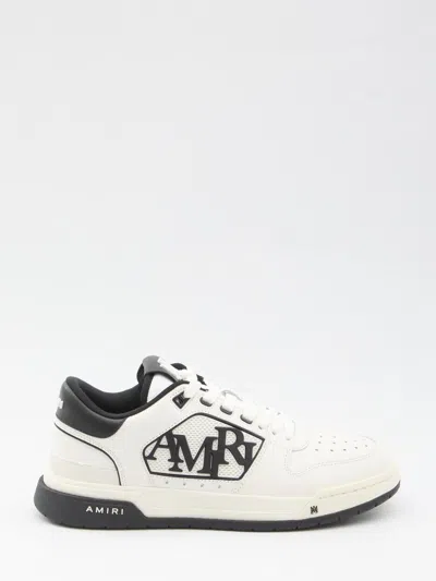 Amiri White Low Top Sneakers With Logo Patch On The Side And Contrasting Heel With Logo Lettering In Leath In Multi