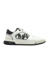 Amiri White Low Top Sneakers With Logo Patch On The Side And Contrasting Heel With Logo Lettering In Leath In White