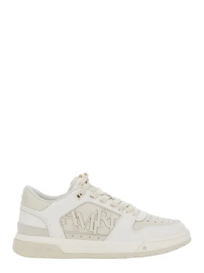 AMIRI WHITE LOW TOP SNEAKERS WITH LOGO LETTERING IN LEATHER MAN