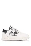 Amiri Kids Classic Logo Leather Sneakers In Whiteblack