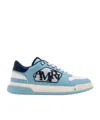 Amiri Light Blue Low Top Sneakers With Contrasting Logo Lettering In Cotton Man In Blue