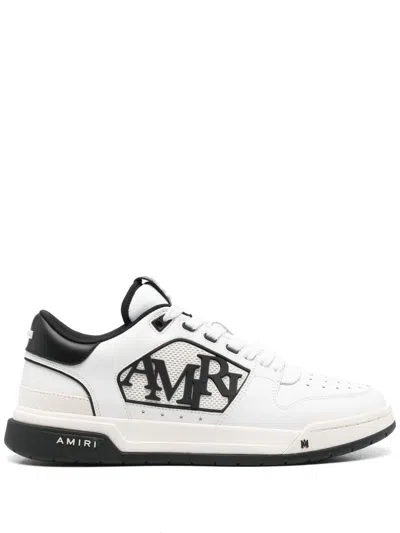 Amiri White Low Top Sneakers With Logo Patch On The Side And Contrasting Heel With Logo Lettering In Leath In Multi