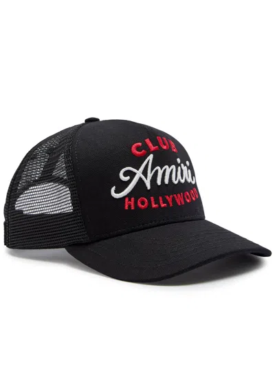 Amiri Club  Embroidered Canvas Trucker Hat In Black