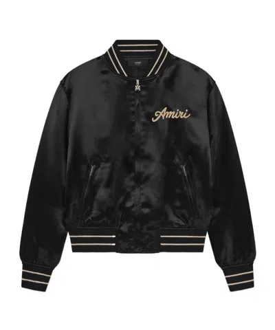 AMIRI EMBROIDERED SATIN BOMBER JACKET