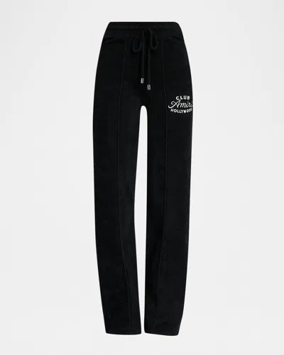 Amiri Club  Velour Straight-leg Sweatpants In Black