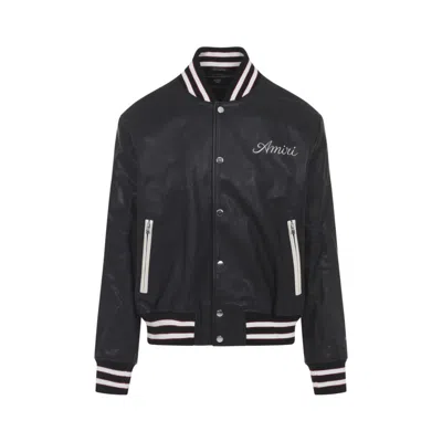 AMIRI CLUB BLACK LEATHER VARSITY JACKET