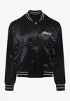 Amiri Men Black Jacket With Logo On The Front And Back In Tech Fabric Man In Black