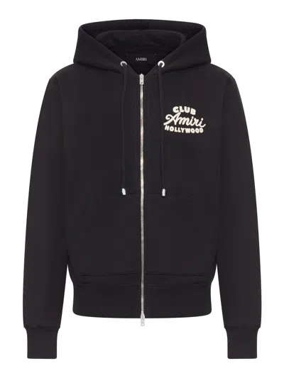 Amiri Club Zip-up Hoodie In Black