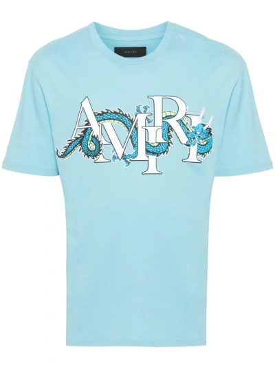 Amiri Cny Dragon T-shirt In Light Blue