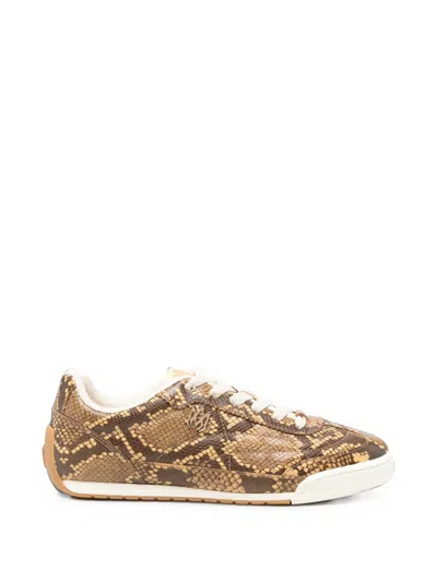 Amiri Python-embossed Leather Low-top Sneakers In Brown