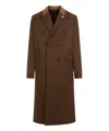 Amiri Wool Blend Double-breasted Coat With Suede Collar For Men In Brown
