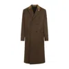 Amiri Wool Blend Double-breasted Coat With Suede Collar For Men In Brown