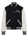 Amiri Varsity Jacket With White Contrasting Sleeves And Embroidered Detailing In Black