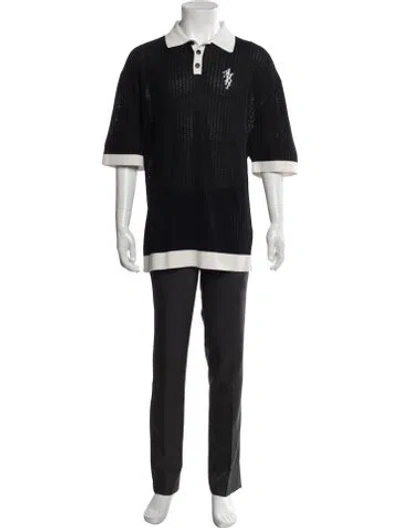 Pre-owned Amiri Collar Short Sleeve Polo Shirt In Black
