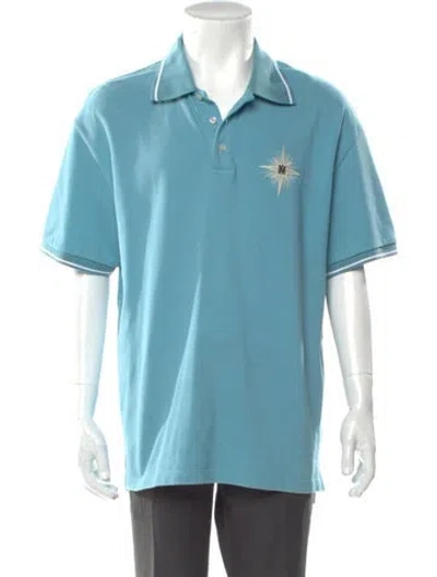 Pre-owned Amiri Collar Short Sleeve Polo Shirt In Blue