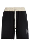 Amiri Collegiate Cutoff Cotton Fleece Shorts In Black