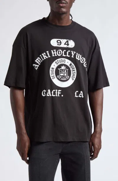 Amiri Collegiate Logo Boxy Fit Cotton Graphic T-shirt In Brown