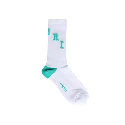 Pre-owned Amiri Collegiate Tube Sock 'white/teal' | Men's Size 43