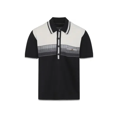 AMIRI COLOR-BLOCK STRIPED POLO WITH GOLD-TONE LOGO